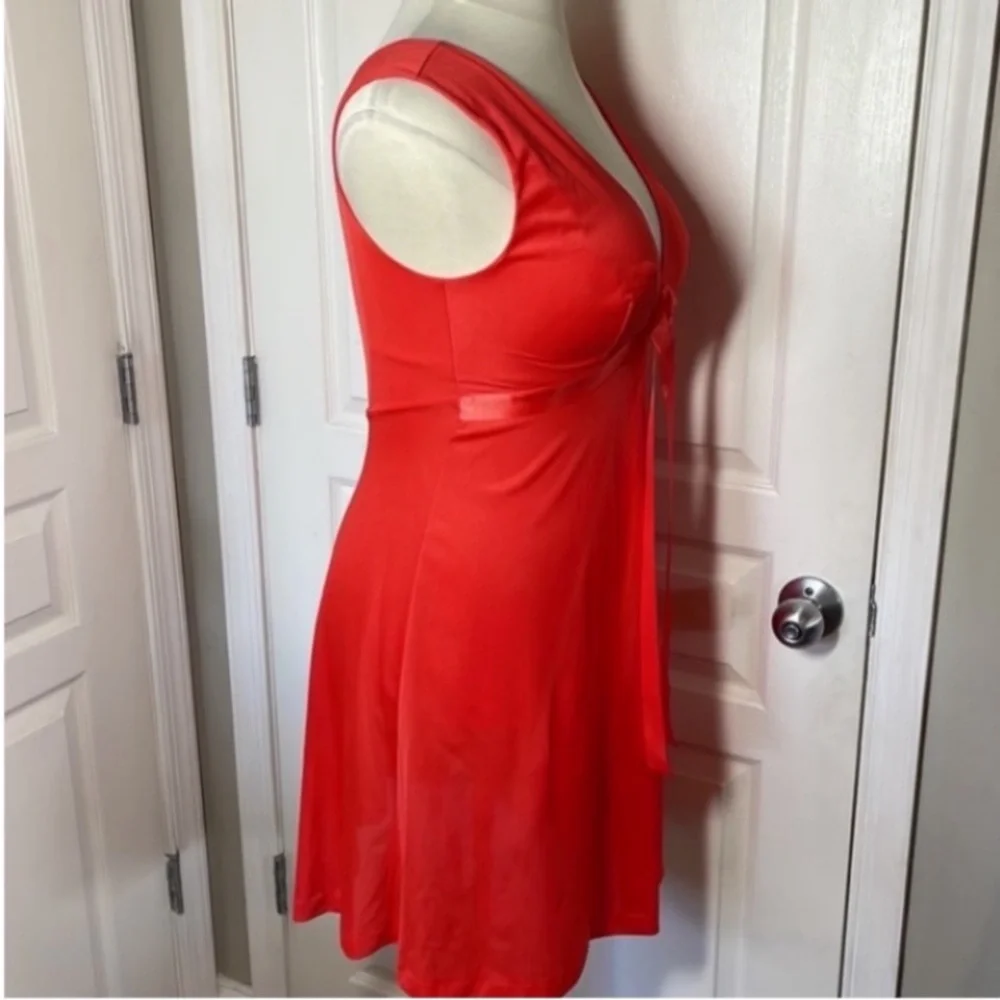 Gaymode 60s Mini Slip Dress Gown Orange Red Antron3 Christmas Party Ball Vintage - Picture 8 of 16